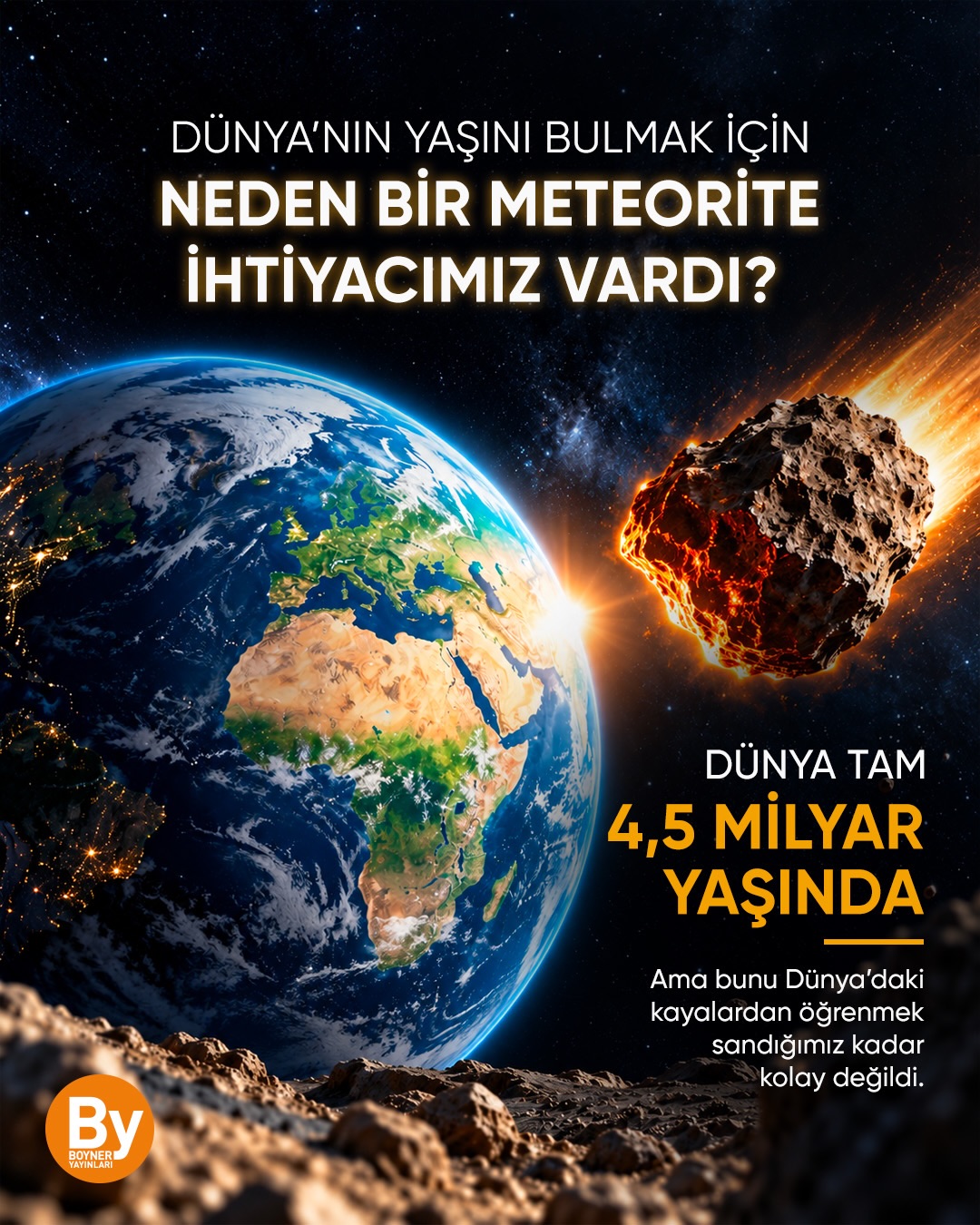 Dünya’nın yaşını öğrenmek için bazen Dünya’nın dışına
bakmak gerekir. 🌍☄Yaklaşık 4,5 milyar yıllık geçmişimizi nasıl he...